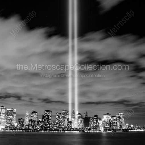 The New York City Skyline on September 11 -- New York City Black and White Wall Art