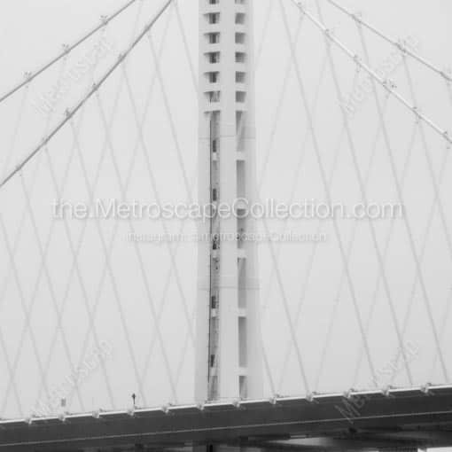 The Lone Spire of the Eastern Bay Bridge Under Mist and Fog -- San Francisco Black and White Wall Art