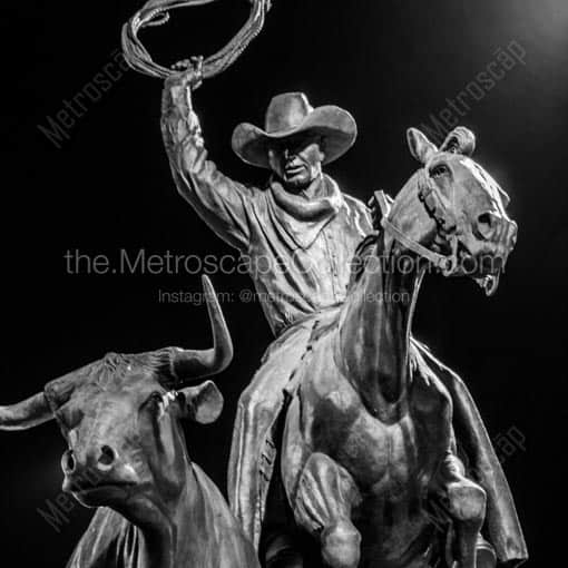 The Off to Market Statue outside of the National Stockyards -- Oklahoma City Black and White Wall Art