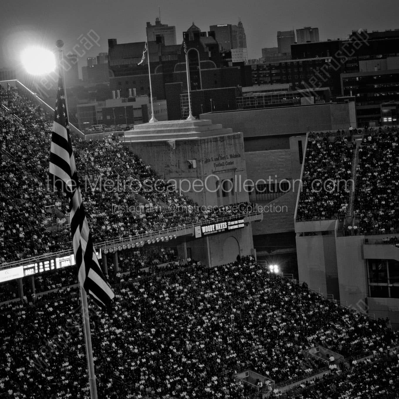 Ohio Stadium from C-Deck and the Columbus Skyline Wall Art square crop