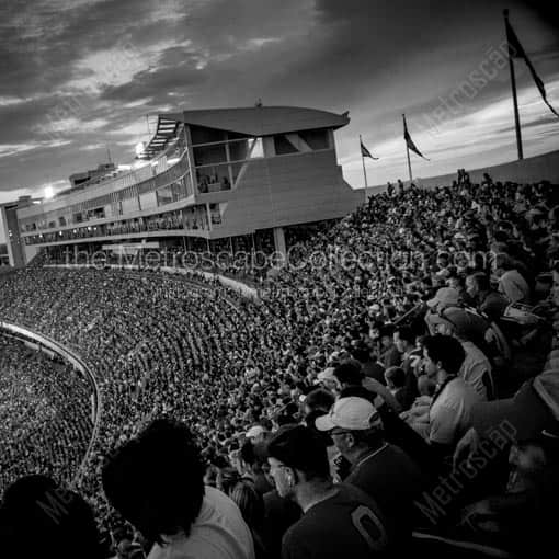 The New Press Box at Ohio Stadium -- Columbus Black and White Wall Art