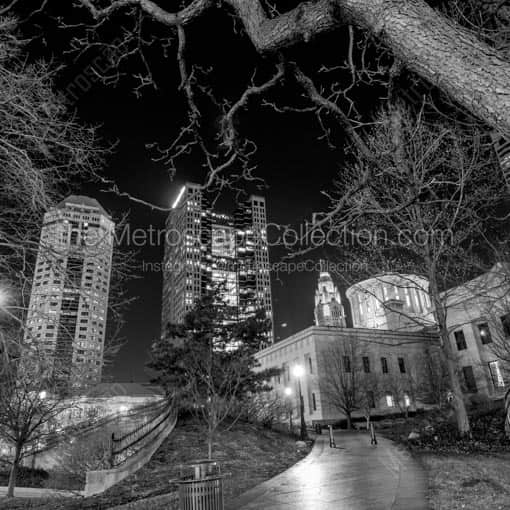 The Ohio State House under a Dead Oak Tree -- Columbus Black and White Wall Art