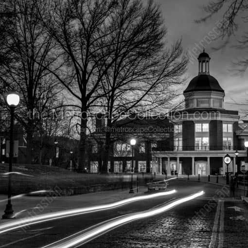 Matte Black WOOD Framed Black and White Athens Photograph: Ohio University Baker Hall in a Square Matte Black Wood Frame