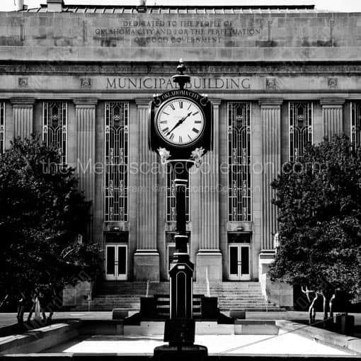 The OKC Municipal Building -- Oklahoma City Black and White Wall Art