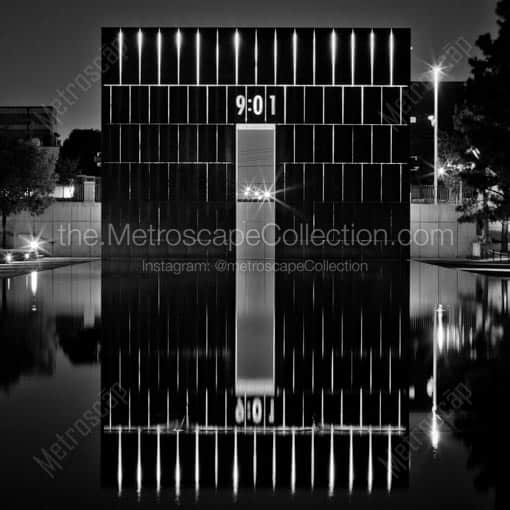 The Oklahoma City Memorial -- Oklahoma City Black and White Wall Art