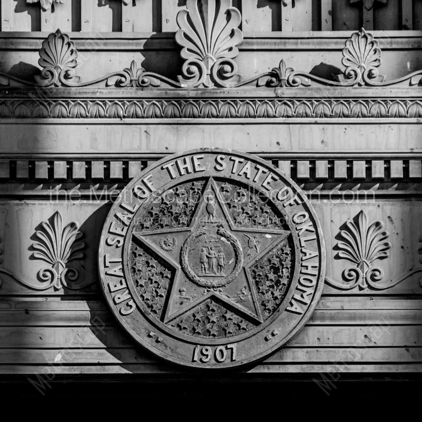 The State of Oklahoma Seal on Capitol Building Wall Art square crop