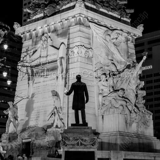 The Oliver Morton Statue in Monument Circle -- Indianapolis Black and White Wall Art