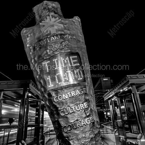 An Old Coundown Clock at a TRAX Station -- Salt Lake City Black and White Wall Art