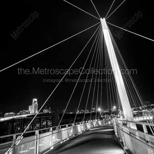 Omaha-Council Bluffs Pedestrian Bridge -- Omaha Black and White Wall Art