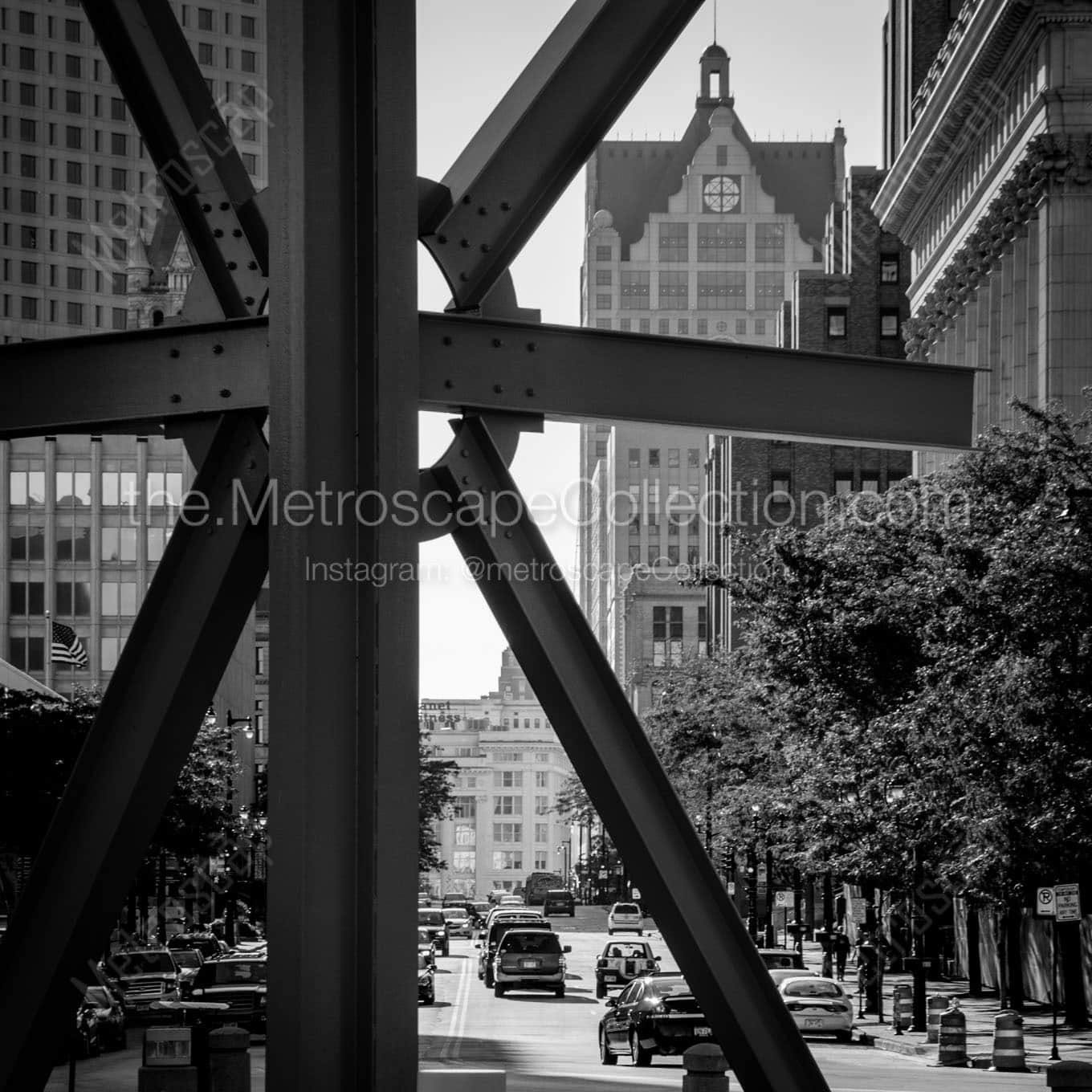 The Orange Sculpture and Downtown Milwaukee Wall Art square crop