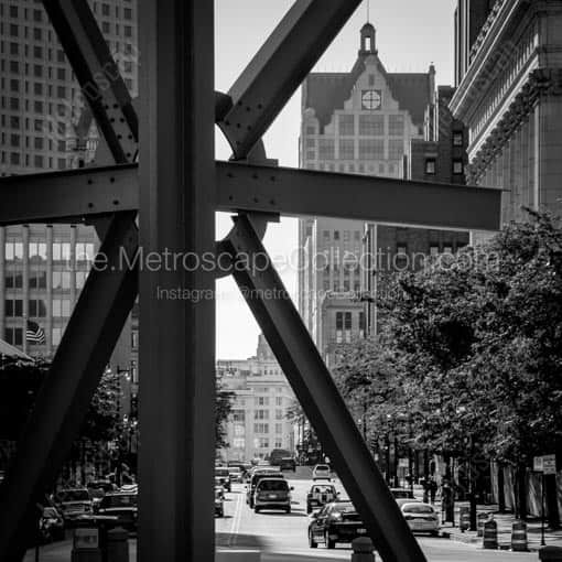 The Orange Sculpture and Downtown Milwaukee -- Milwaukee Black and White Wall Art