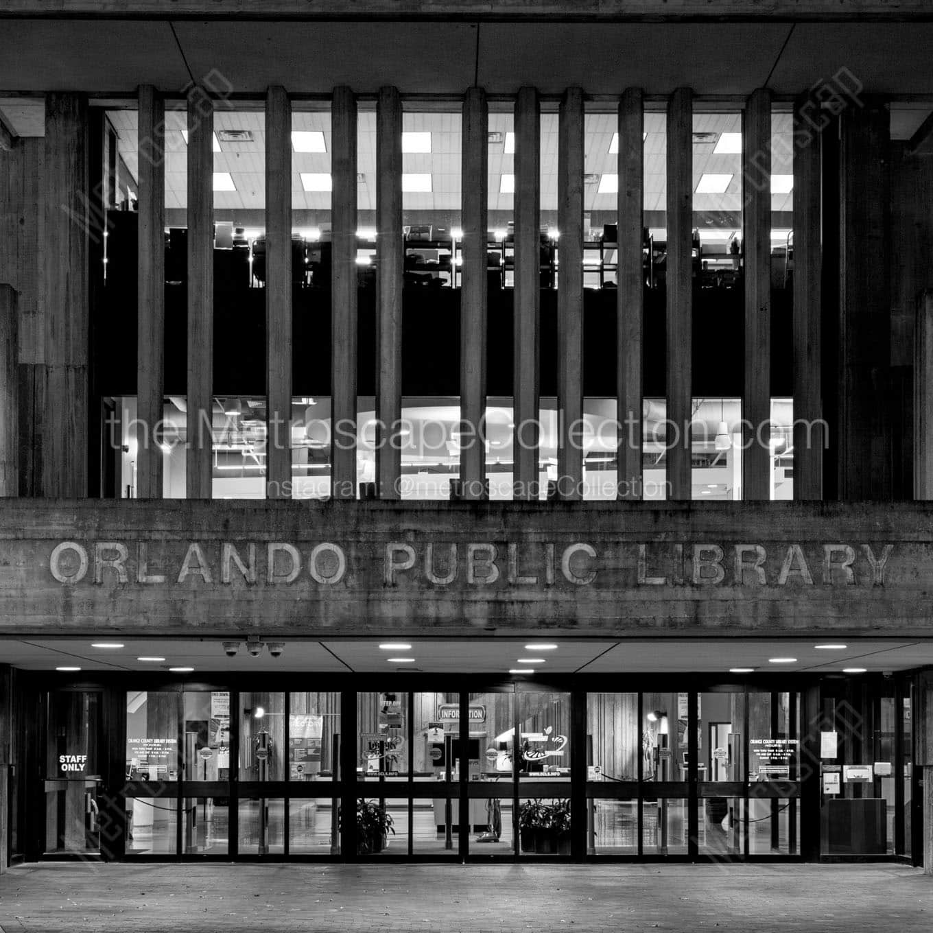 The Orlando Public Library at Night Wall Art square crop