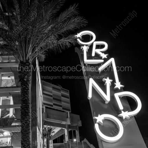 The Orlando Sign Outside of the Florida Citrus Bowl -- Orlando Black and White Wall Art