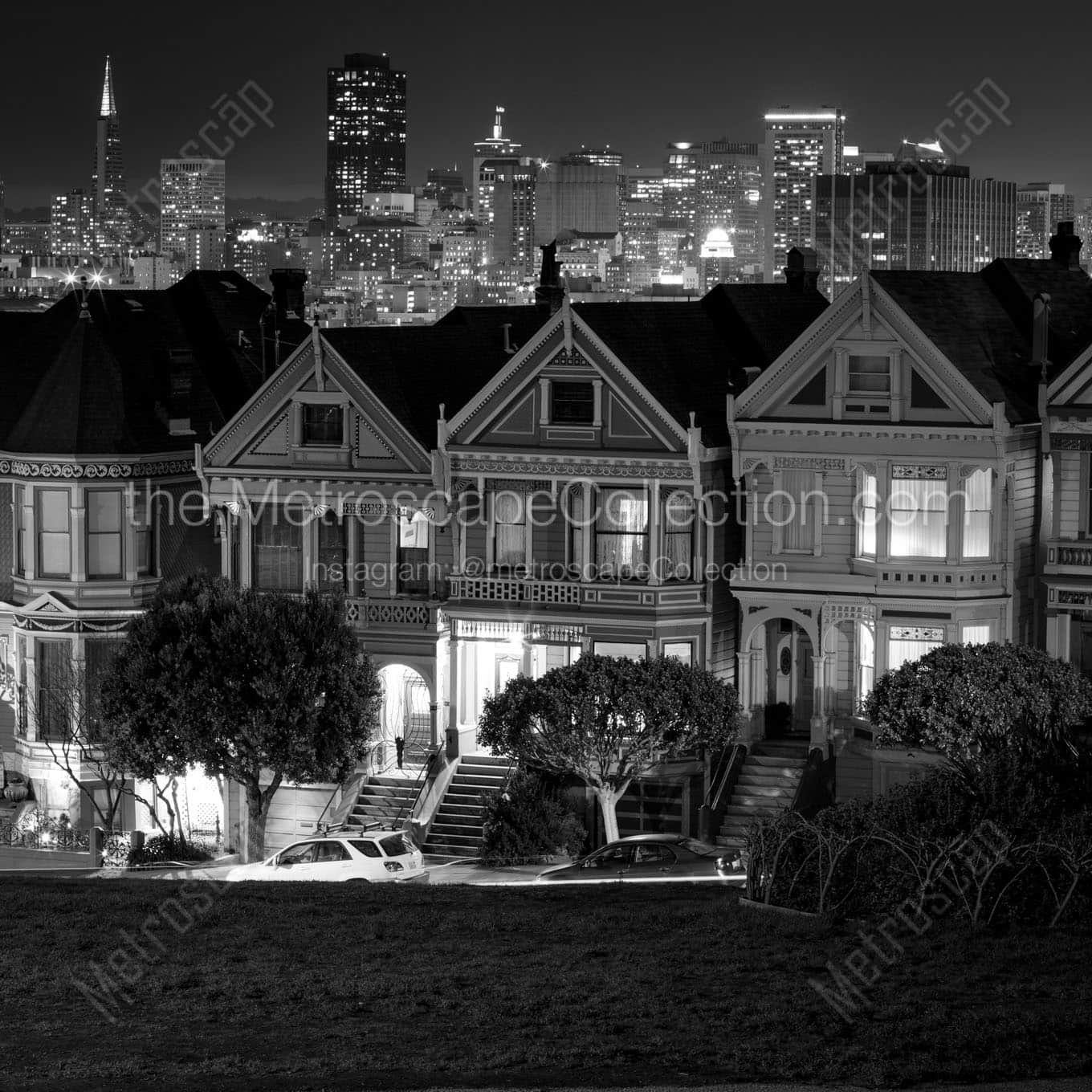 The Painted Ladies at Night Wall Art square crop