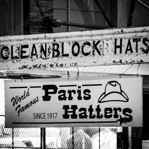 Paris Hatters -- San Antonio Black and White Wall Art