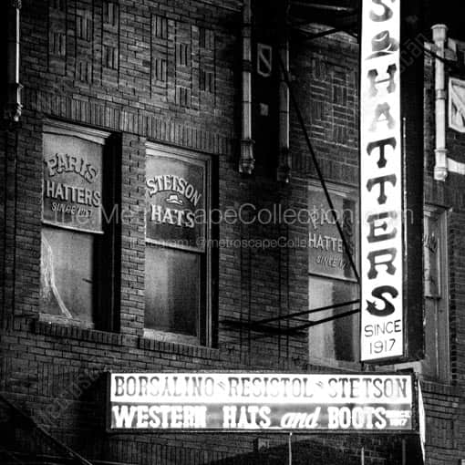 Paris Hatters at Night -- San Antonio Black and White Wall Art