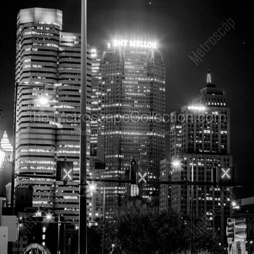 A Partial Pittsburgh Skyline near Smithfield Bridge -- Pittsburgh Black and White Wall Art