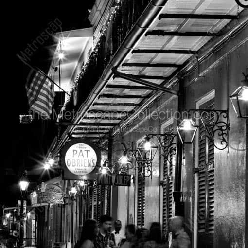 Pat O'Brien's on Bourbon Street -- New Orleans Black and White Wall Art