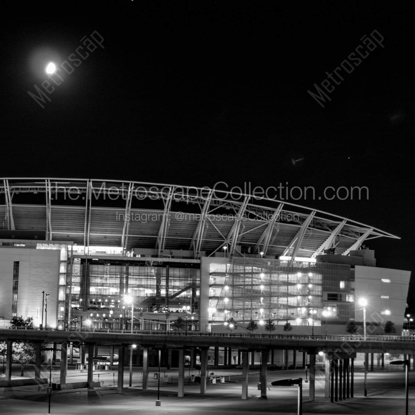 Paul Brown Stadium Under a Nearly Full Moon Wall Art square crop