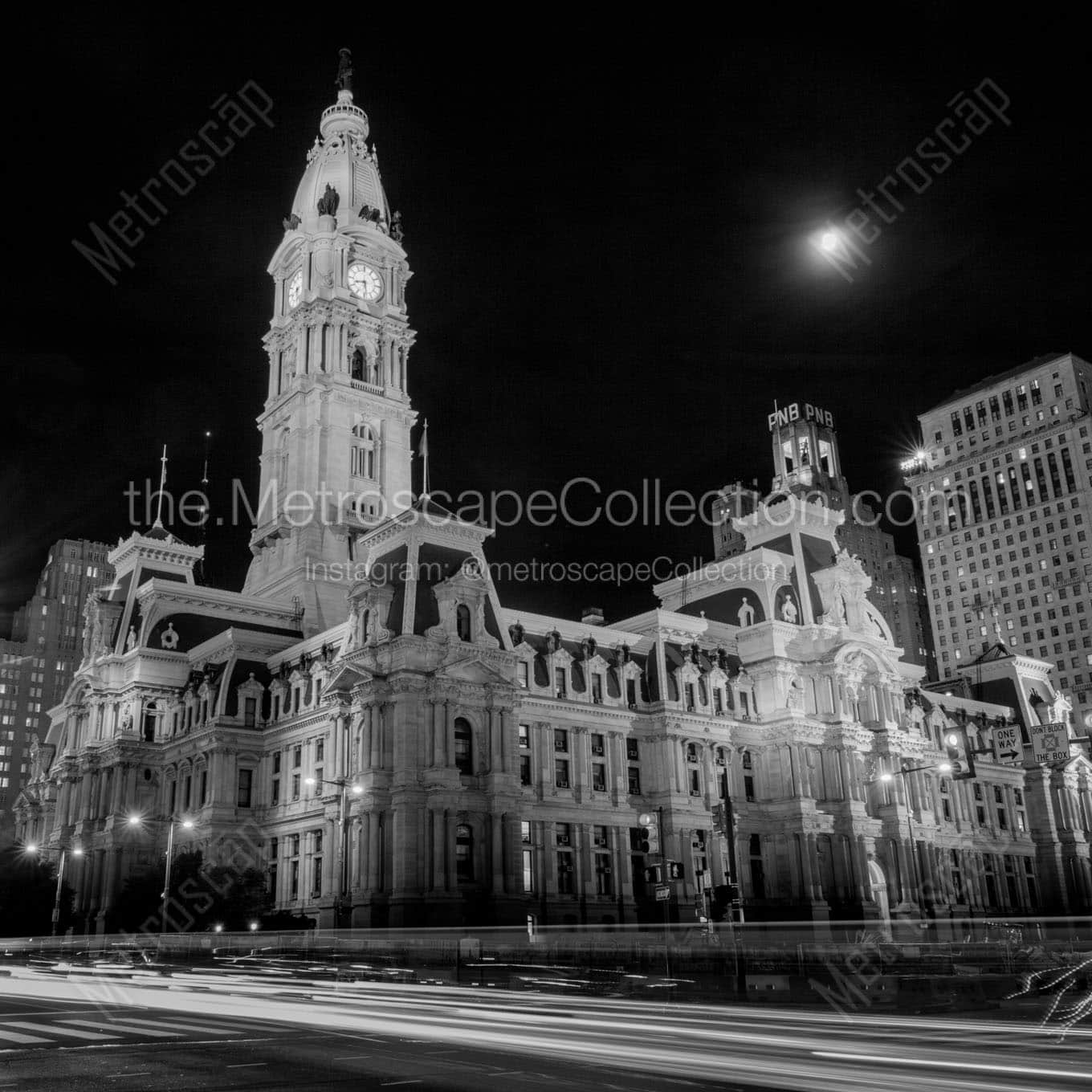 Philadelphia City Hall at Night from JFK Plaza Wall Art square crop