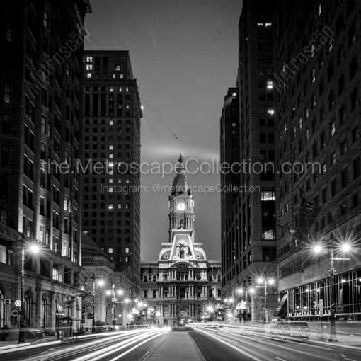Philadelphia City Hall from Broad Street -- Philadelphia Black and White Wall Art