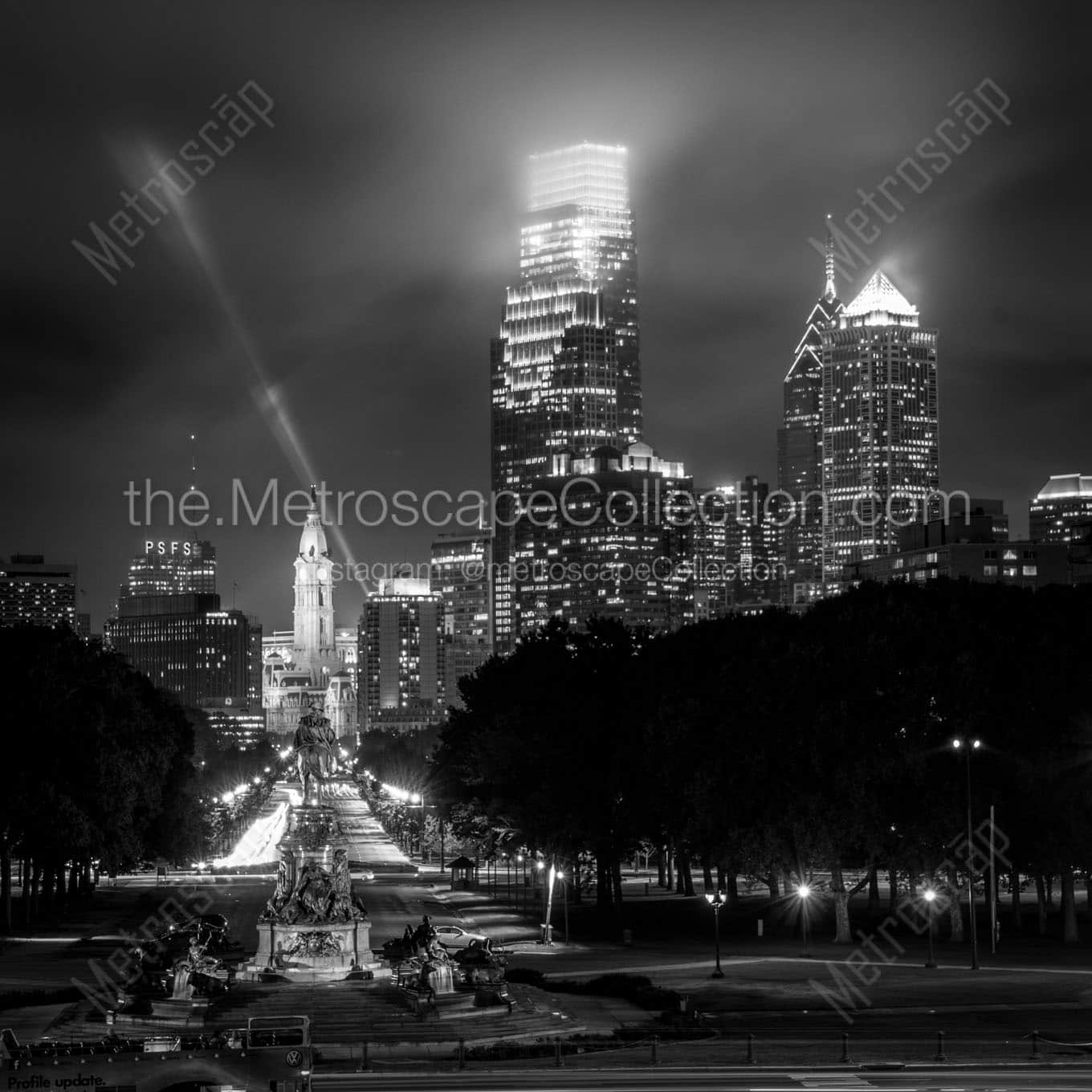 The NEW Philadelphia Skyline with Comcast Tower from the Art Museum Wall Art square crop