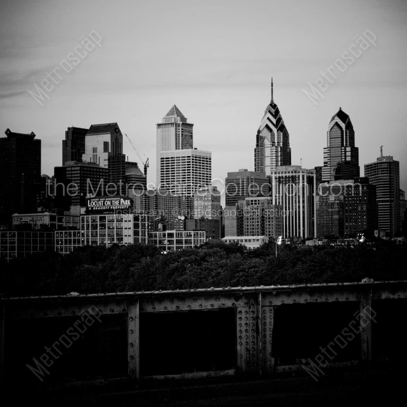The Philadelphia Skyline from the South Street Bridge Wall Art square crop