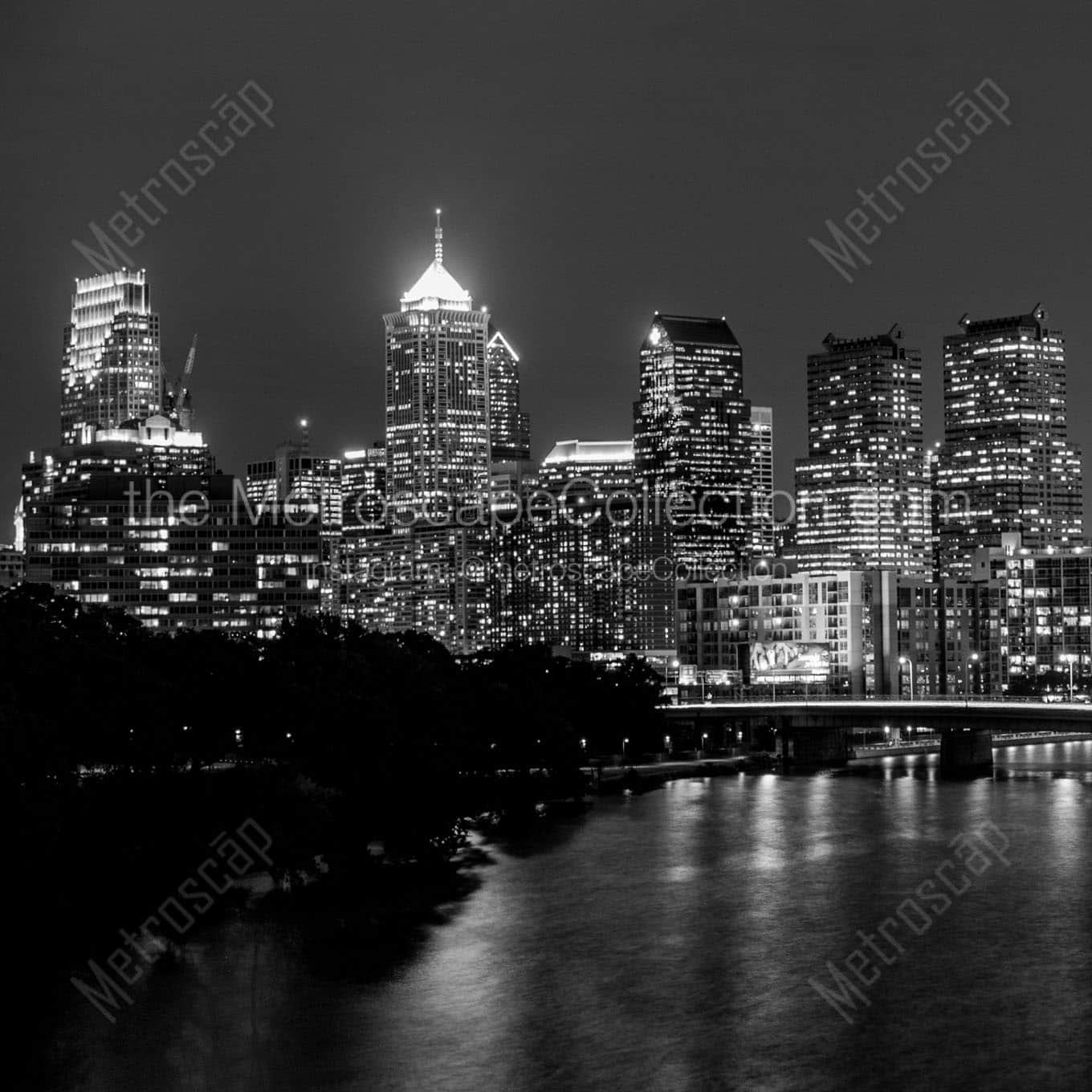 The Philadelphia Skyline on the Banks of the Schuylkill River Wall Art square crop
