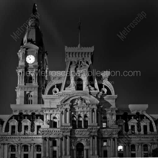 City Hall at Ten Forty PM -- Philadelphia Black and White Wall Art