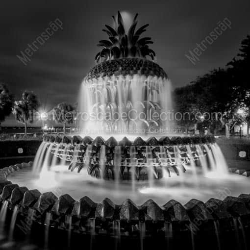 The Pineapple Fountain in Charleston -- Charleston Black and White Wall Art