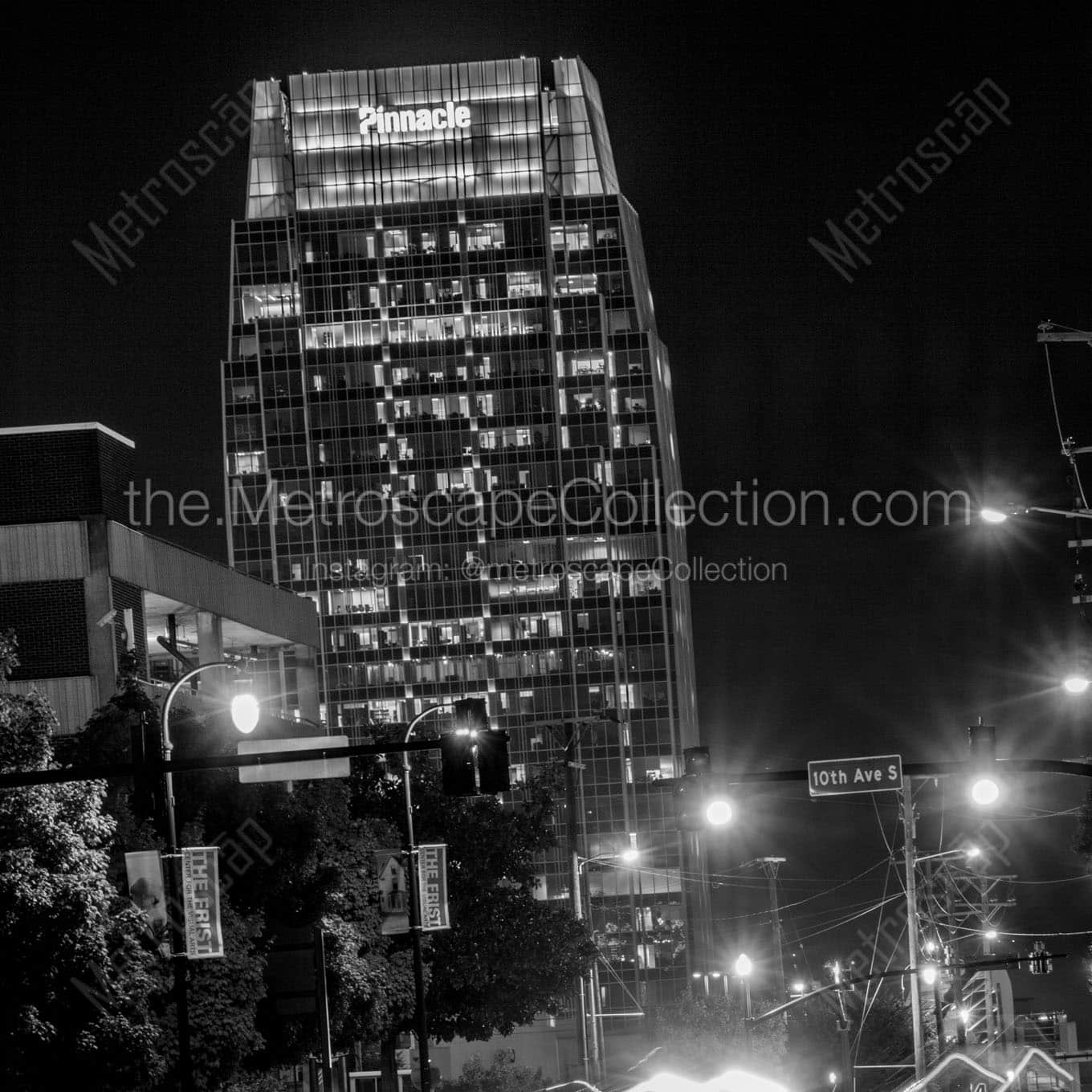The Pinnacle Building at Night Wall Art square crop