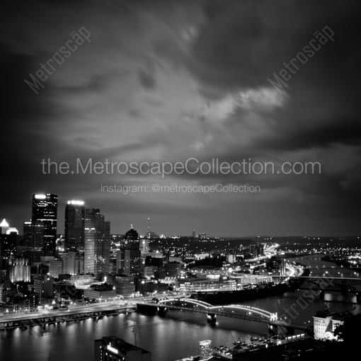 The Pittsburgh Skyline along the Monongahela River -- Pittsburgh Black and White Wall Art