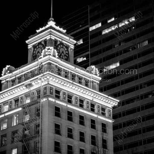 The Portland Clock Tower -- Portland Black and White Wall Art