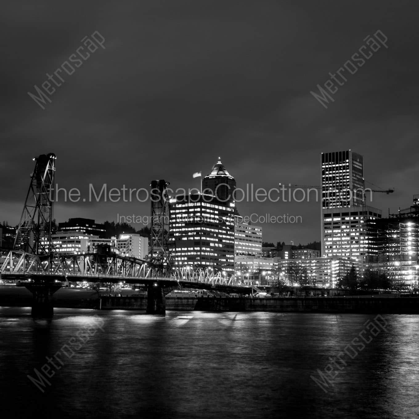 The Portland Skyline from the Eastbank Esplande Wall Art square crop