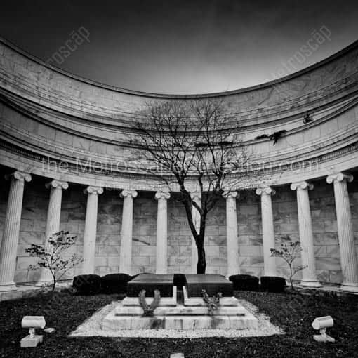 Matte Black MDF Framed Black and White Marion Photograph: Inside the Harding Memorial in a Square Matte Black MDF Frame