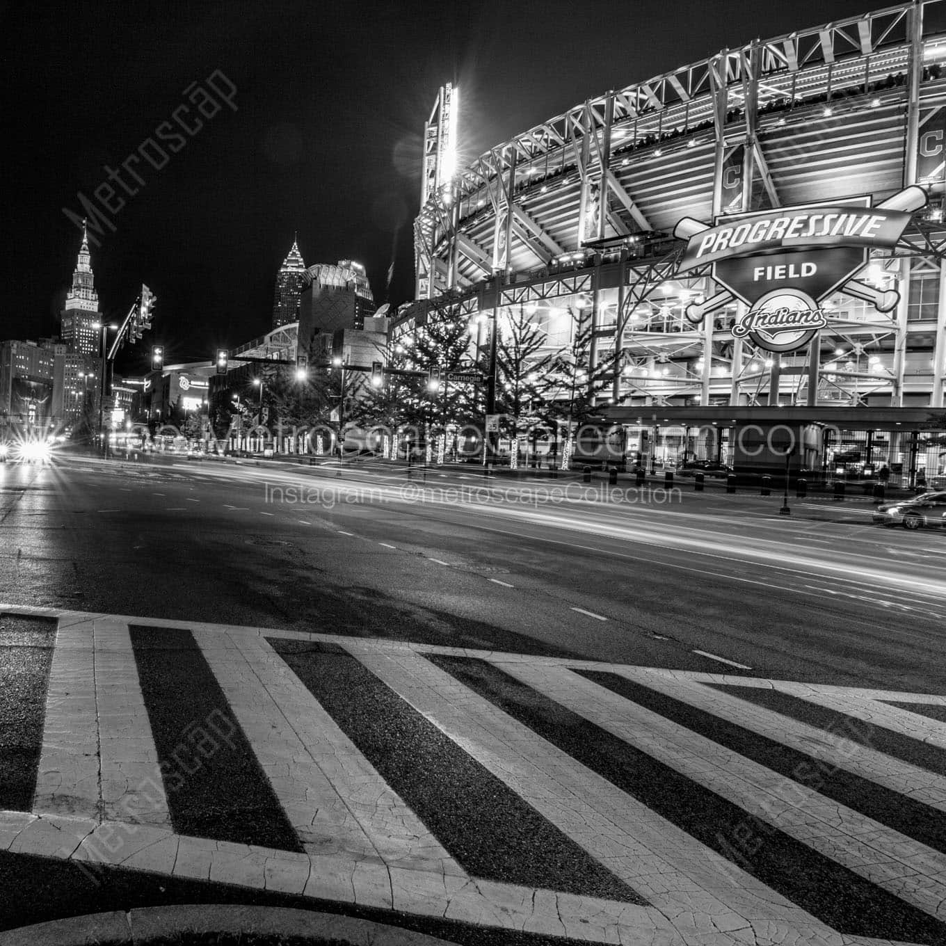 Progressive Field and Ontario Street During the World Series Wall Art square crop