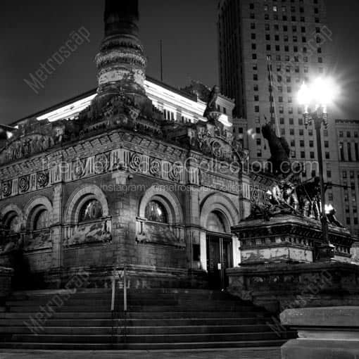 The Soldiers and Sailors Monument at night -- Cleveland Black and White Wall Art