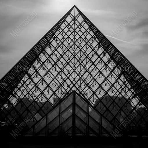 The Pyramide du Louvre -- Paris Black and White Wall Art