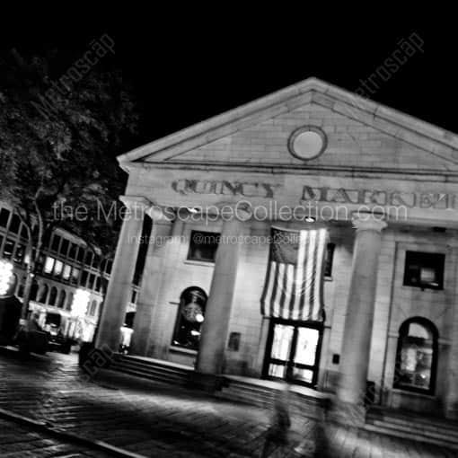 A Blurry Look at Quincy Market along the Freedom Trail -- Boston Black and White Wall Art