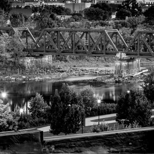 A Railroad Bridge over the Scioto River in Downtown Columbus -- Columbus Black and White Wall Art