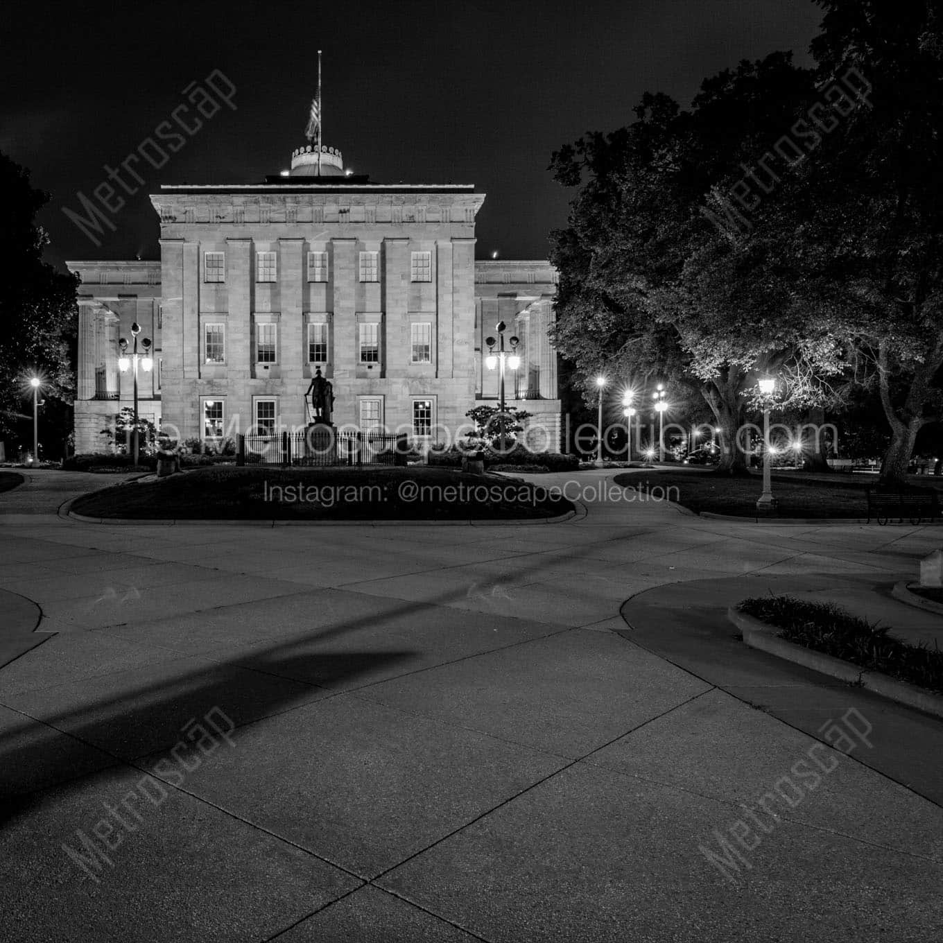 The Fayetteville Street Side of the NC Capitol Building Wall Art square crop