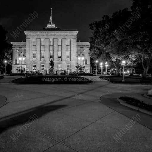 The Fayetteville Street Side of the NC Capitol Building -- Raleigh Black and White Wall Art