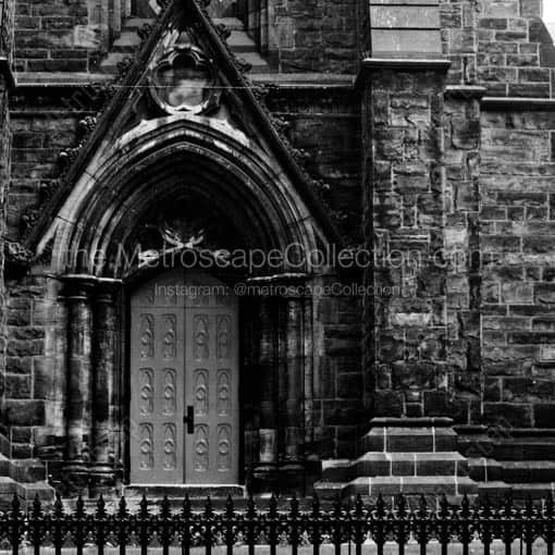 The Red Door on the Trinity Cathedral -- Pittsburgh Black and White Wall Art