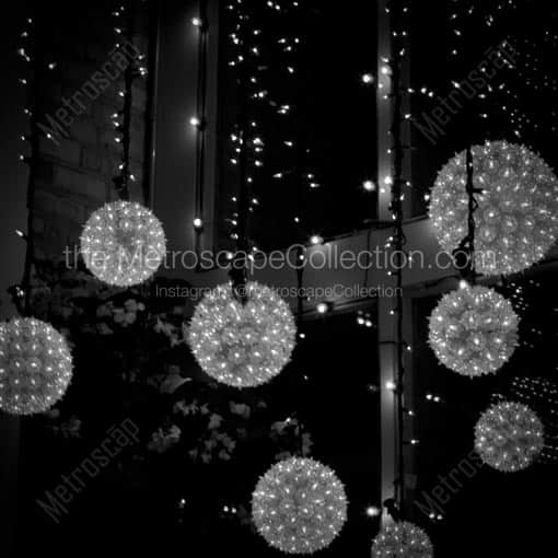 Red Orbs in the Chimayo Windows -- Park City Black and White Wall Art