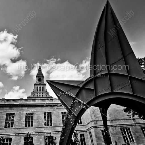 The Red Stegosaurus in the Main Street Historical District -- Hartford Black and White Wall Art