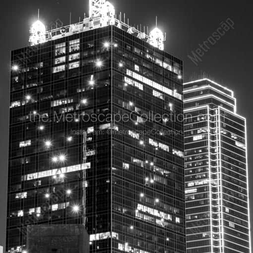 The Renaissance Building at Night -- Dallas Black and White Wall Art