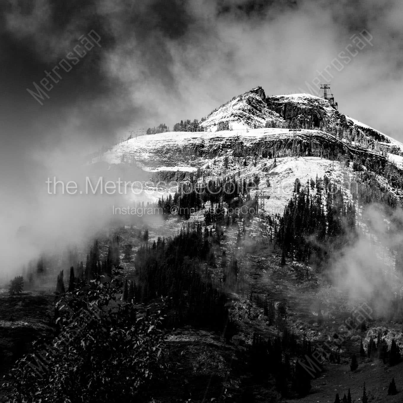 Rendezvous Mountain's First Snowfall of the Season Wall Art square crop