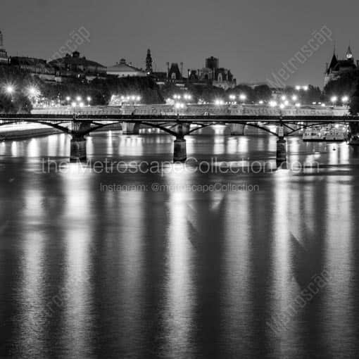 The River Seine at Night -- Paris Black and White Wall Art