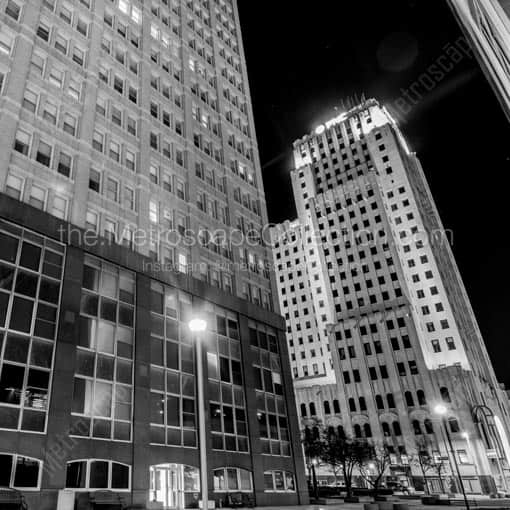 The Riverfront Apartments and PNC Bank Building -- Toledo Black and White Wall Art