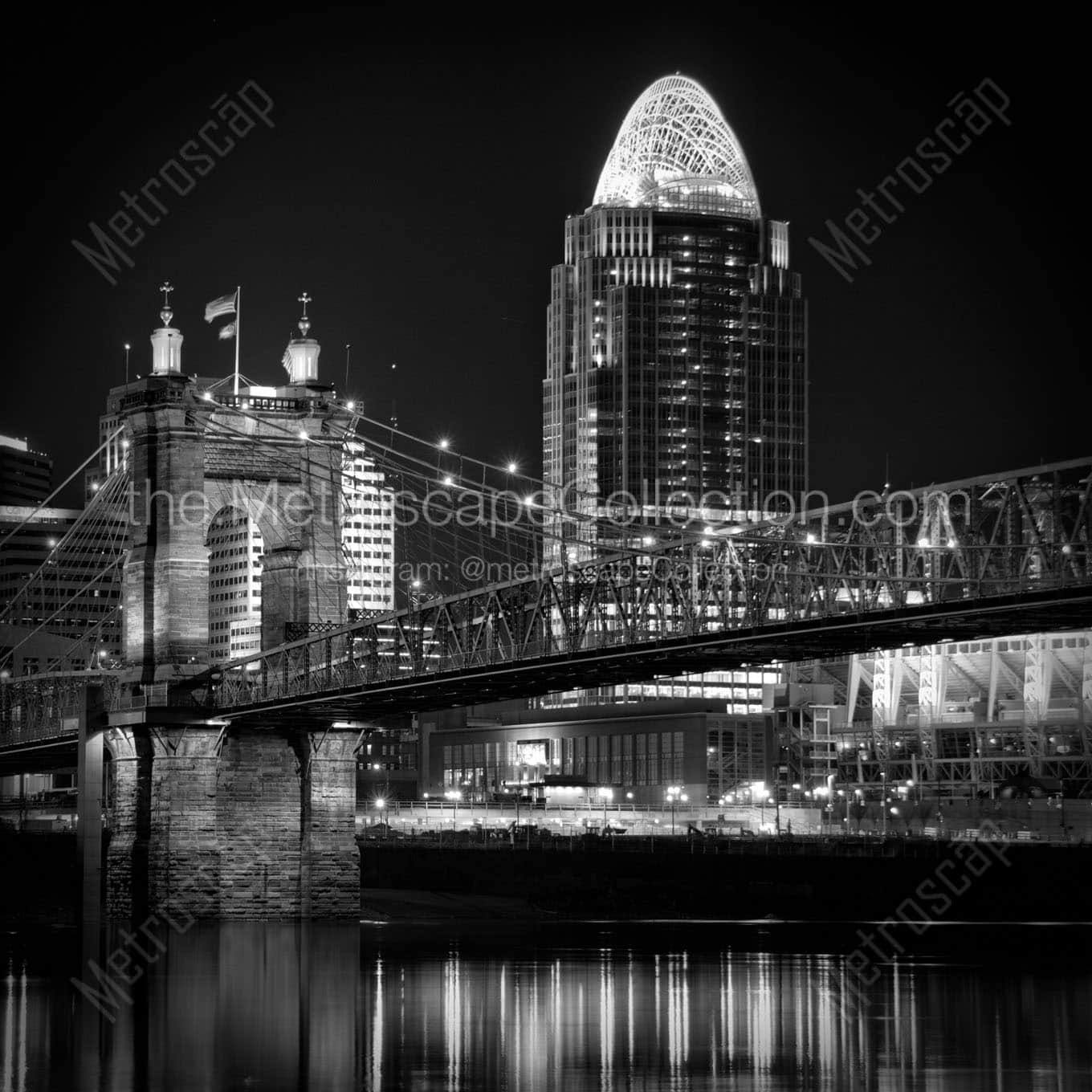 The Roebling Bridge and New Queen City Tower Wall Art square crop